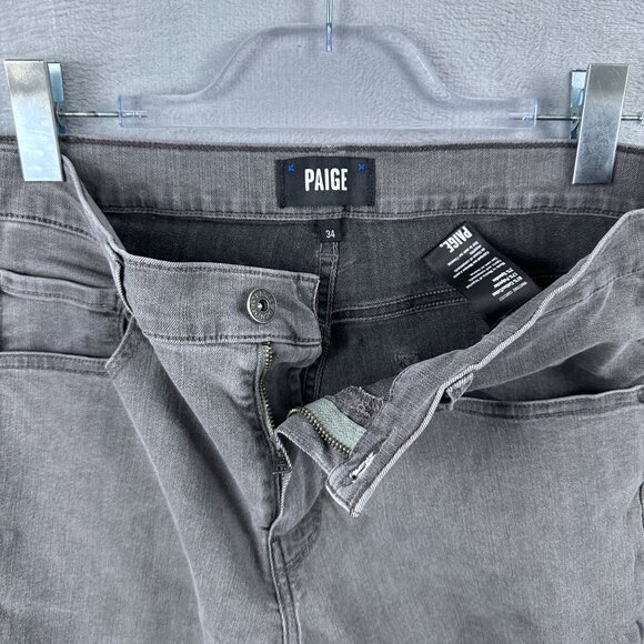 Paige Slim Straight Leg Jeans Mens Size 34 Mid Rise Charcoal Wash Denim Black - Picture 5 of 12